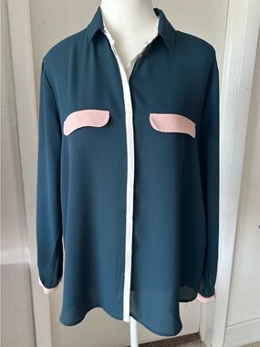 Zara Button down Color block Blouse